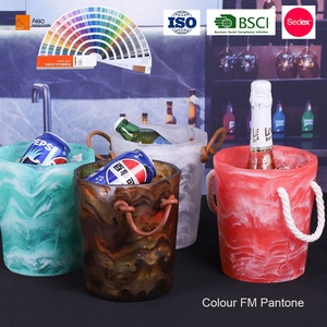 Seau à glace en polyrésine rouge <span class=keywords><strong>Aquara</strong></span> de haute qualité, imperméable, 3L, avec nœud, vente chaude, logo personnalisé, poignée en corde, fête du vin, camping - Product Image 2