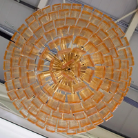 Lustre en verre de Murano couleur champagne grande suspension