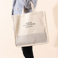 Sac fourre-tout en toile écologique en coton et lin recyclés, grand format, avec logo imprimé personnalisé
