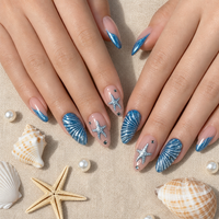 Faux ongles populaires en gros, style œil de chat français, en résine, forme amande, motif fleur, faits à la main, 3D, brillants, réutilisables