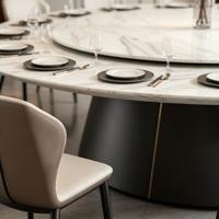 Table à manger en dalle de pierre avec plateau tournant, plaque de cuisson à induction, design minimaliste en acier au carbone pliable pour hôtels et restaurants