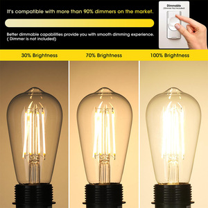 St64 <strong>Edison</strong> <strong>LED</strong> <strong>Filament</strong> Screw Retro Tungsten Nipple Light Bulb Warm Yellow Light <strong>E27</strong> AC Bulbs - Product Image 2