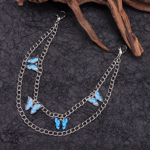 Double Layered Blue Butterfly Metal Shoe <b>Chain</b> For Women Martin <b>Boot</b> Decorations Accessory - Product Image 3