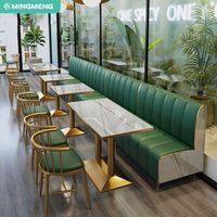 Ensemble de meubles modernes en marbre pour hôtels et restaurants, banquette en cuir et fer, canapé, sièges, tables de café, bar, café, motifs carrés