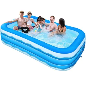 Tamanho grande Retangular Deep Blow up Paddling Pool Adultos Família Piscina Inflável Para Crianças Piscina Exterior