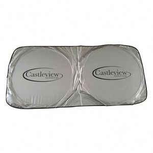 Pare-soleil de voiture de qualité supérieure, pas cher, protection avant, en polyester argenté, double cercle, design personnalisé - Product Image 4