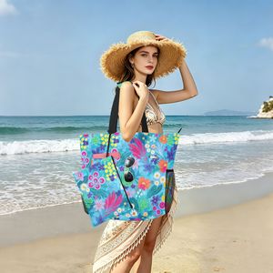 Bolsa de Viaje de Poliéster Impermeable Grande y Duradera 2 en 1 con Estampado Floral Colorido, Bolsa de Playa para Mujer con Bolsa Adicional - Product Image 5