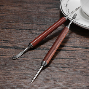 Coffee latte art needle, fancy carving and decorating tool, crochet stick, solid wood crochet needle, milk frother, walnut wood - Product Image 1