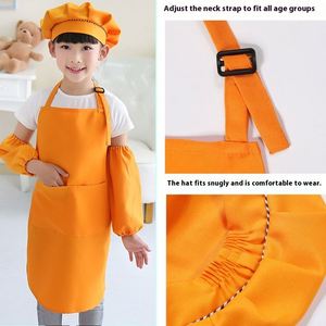 Juego de Delantal y Gorro de Chef para Niños, Unisex, Ecológico, Duradero, con Logotipo Personalizado, de Algodón y Poliéster Blanco, sin Mangas, para Cocinar y Pintar - Product Image 4