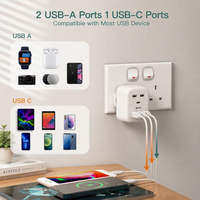 Adaptateur de voyage universel certifié ETL tout-en-un compatible avec les prises américaines, ports USB-C, chargeur multi-prises