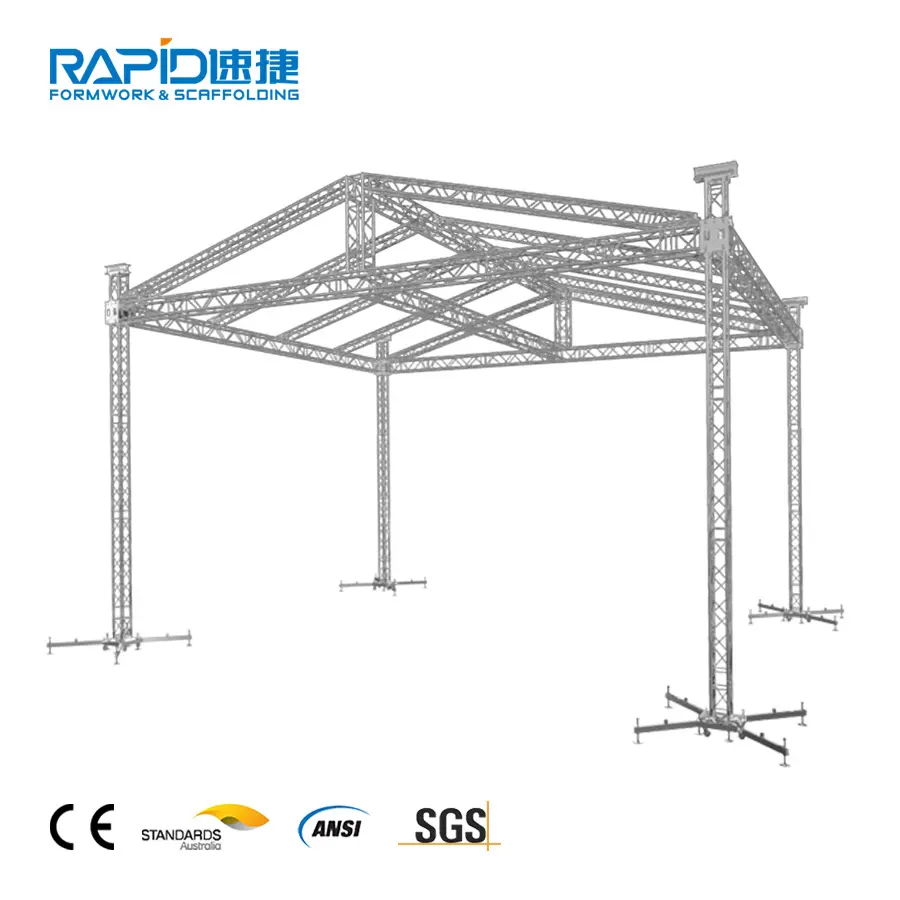 Sistema di capriate per tetto in alluminio con palco per concerti sistema di capriate per tetto in alluminio per illuminazione da palcoscenico in vendita cavalletto per torre di sollevamento a traliccio
