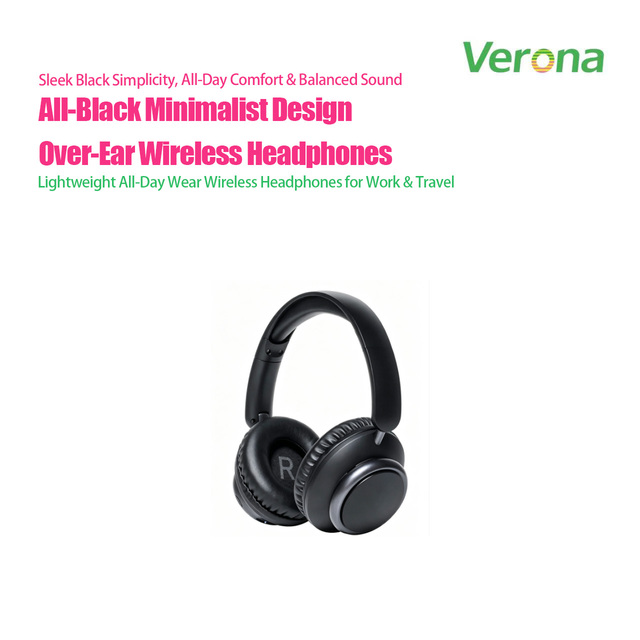 Black Over-Ear Wireless Headphones with Noise Cancelling & IPX-3 Waterproof Comfortable Ear Cushions for Music Work & Daily Use