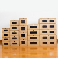 Boîte à chaussures en carton ondulé E-flute premium épaissi - Pliable, transparente et empilable, organisateur de rangement