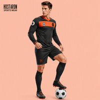 HOSTARON-Maillot de football à manches longues pour homme, maillot de club en polyester, personnalisé, 1 pièce minimum, bleu marine, 100%