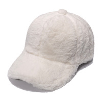 Moda al aire libre de piel sintética engrosada sombrero curvas ala ajustable esponjoso clásico cálido lana gorra de béisbol sombrero