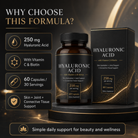 Complément d'acide hyaluronique 250 mg avec biotine haute puissance 5000 mcg pour la santé des cheveux, de la peau et des ongles – Marque privée, vente en gros