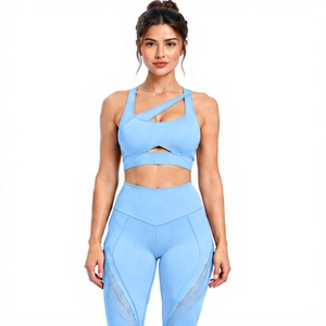 <b>Women</b> Yoga Set <b>Short</b> Sleeve Crop Top High Waist <b>Leggings</b> Two Piece Buttery Soft Four Way Stretch Gym Fitness Pilates Workout - Product Image 1