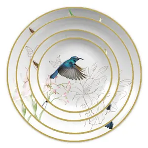 批发手绘设计陶瓷晚餐餐具套装瓷器餐盘套装餐具餐厅