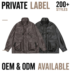 Giacca Casual da Uomo in Pelle PU Impermeabile Antivento con Colletto Alto e Zip Intera, Stile Vintage Lavato, Taglie Grandi e Oversize - Product Image 2