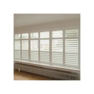 Factory direct grey plantation shutters custom made solid shutters window wooden internal mechanisms for louvered shutter