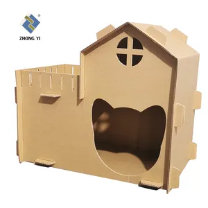 DIY Assembled Recyclable Cardboard Cat House, indoor cat house