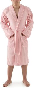 เสื้อคลุมอาบน้ำโรงแรมห้าดาว โรแมนติก ผ้าฝ้าย 100% หนานุ่ม ตัดเย็บแบบซาติน คอปกเชือกผูก สีชมพู ODM ความยาวระดับเข่า แห้งเร็ว คุณภาพสูง - Product Image 2