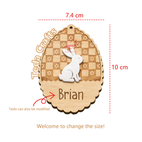 Étiquette personnalisée en bois pour panier de Pâques, motif lapin, pour enfants