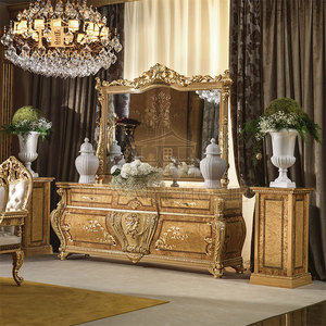 8 डाइनिंग कुर्सियां परिवार ठोस लकड़ी नक्काशीदार शास्त्रीय डाइनिंग रूम फर्नीचर सेट - Product Image 2