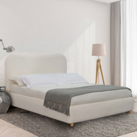 Cama Nube Tapizada Blanca Contemporánea Tamaño Queen para Muebles de Hotel y Villa