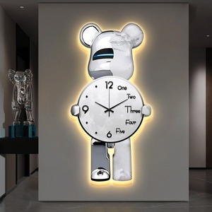 Galaxy Bear <b>Wall</b> <b>Clock</b> <b>LED</b> Light Up Silent Quartz Round Decorative Timepiece for Living Room Bedroom - Product Image 5