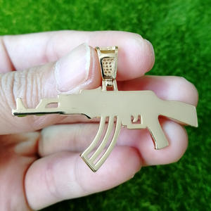 Collar con Colgante de Rifle AK47 Personalizado, Chapado en Oro de 18K, Joyería Punk HIP HOP, Cadena de Cuerda, Zirconia Cúbica, Collar con Colgante de Pistola para Hombre - Product Image 4