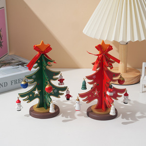 Hot Sale Wooden <b>Tabletop</b> <b>Christmas</b> <b>Tree</b> Freestanding <b>Tree</b> Frame Tiny Hanging Pendants Bright Star Top Bow Home Desktop Ornament - Product Image 3