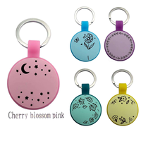 Étiquette d'identification pour animaux de compagnie en silicone ronde, lumineuse, double face, gravée au laser, anti-perte, pour chien ou chat, accessoire pour collier