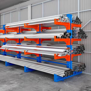 Estantería Cantilever de Acero Industrial de Una Sola Cara, Ligera, 4 Niveles, Brazo Ajustable, Cromada Azul - Product Image 3