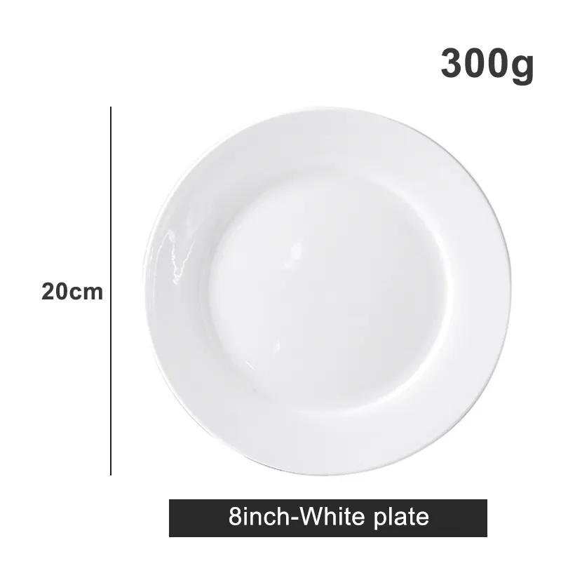 Assiette plate en céramique 6/7/8/10 pouces Vente en gros Assiette plate en porcelaine blanche à bordure dorée de luxe Assiette plate en céramique