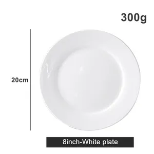Dinnerware Ceramic Factory Wholesale Luxury Gold Rim White Bone China Flat Plate Dinnerware 6/7/8/10 Inch Ceramic Dinner Plate