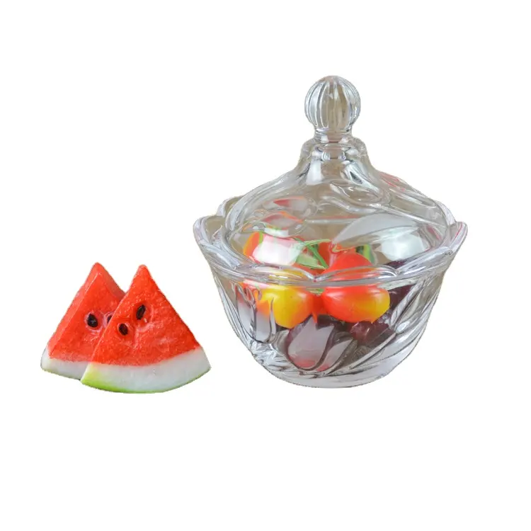 Japanese retro style tulip design storage glass jar candy snack jar with glass lid dried fruit and nut storage jars Wholesale