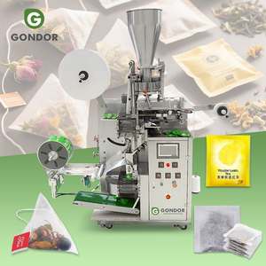 Machine d'emballage verticale pour sachets de thé en feuilles, sachets triangulaires en papier, avec étiquetage à fil - Product Image 1