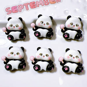 Grosir aksesoris Resin jepit rambut tambalan cangkir air casing ponsel perhiasan Resin ornamen Panda jimat Resin untuk dekorasi - Product Image 5