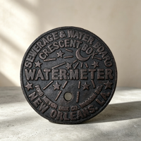 Socle de compteur d'eau vintage de la Nouvelle-Orléans en fonte, motif lune et étoile, dessous de plat rustique, protection de table, décoration murale de cuisine, ornement