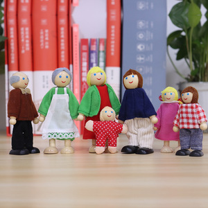 Maison de jeu de simulation pour enfants, ensemble de 7 poupées, avec 4 personnages mignons, pour jeu de rôle familial, en tissu, style chignon noir - Product Image 3