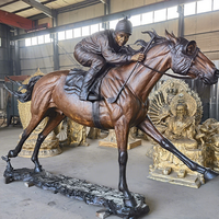 Art équestre Sculpture en bronze grandeur nature Cheval et jockey pour l'extérieur