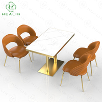 HUALIN Table de salle à manger moderne en pierre frittée de haute qualité pour restaurant Table à manger en marbre Tables et chaises personnalisées pour café d'hôtel