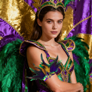 Chapeau de bouffon à paillettes HLC, bracelets, jetons de Mardi Gras, bracelet à plumes, accessoires de costume de la Nouvelle-Orléans pour les événements festifs, les défilés - Product Image 4
