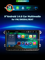 Reproductor de DVD para Auto EU ES8528V de 9 Pulgadas IPS Android 14 con CarPlay Inalámbrico, 4G, TPMS, DAB, DSP, BT5.0 para VW Passat, Polo, Golf 5/6