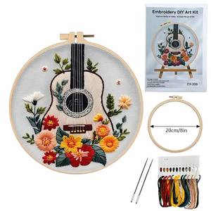Kit de Bordado para Principiantes, Niños y Adultos, Tela de Algodón con Diseños de Flores y Hongos - Product Image 1