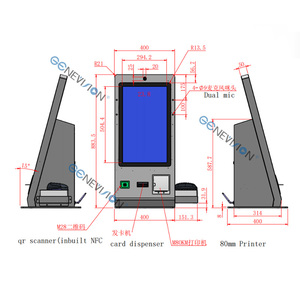 24 inch OCR hộ chiếu đọc khách sạn kiểm tra trong máy in mã QR Máy quét máy ảnh Microphone thẻ Dispenser tự dịch vụ thanh toán máy - Product Image 4