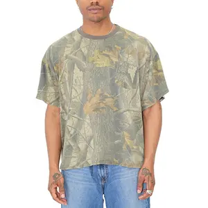 Oem Custom All Over Print Groothandel Fabrikant Katoen Oversized Camouflage Camouflage T-Shirt Voor Mannen