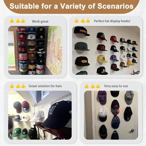 Ganchos de pared adhesivos negros Super fuerte gorra de béisbol organizador pantalla decoración del hogar sombrero perchas titular - Product Image 6