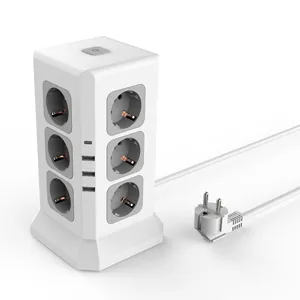 The latest model new product on sale European standard socket with switch tower vertical 12-hole position EU Power Strip